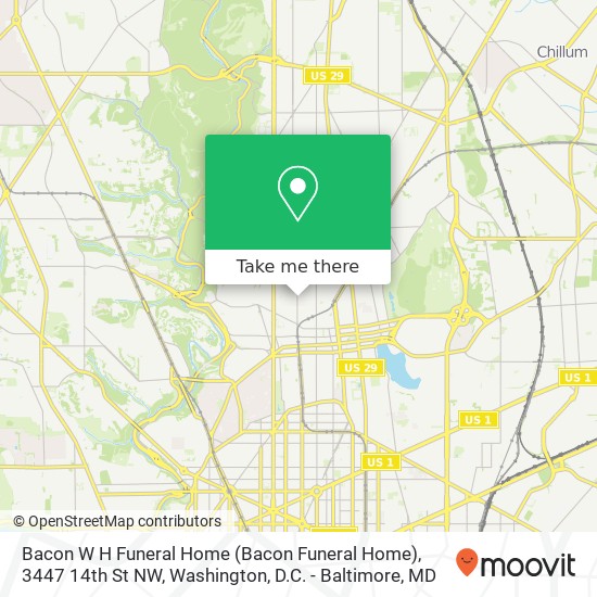 Mapa de Bacon W H Funeral Home (Bacon Funeral Home), 3447 14th St NW