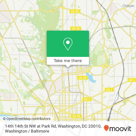 Mapa de 14th 14th St NW at Park Rd, Washington, DC 20010