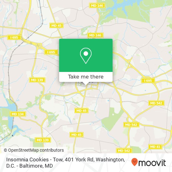 Mapa de Insomnia Cookies - Tow, 401 York Rd