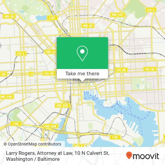 Mapa de Larry Rogers, Attorney at Law, 10 N Calvert St