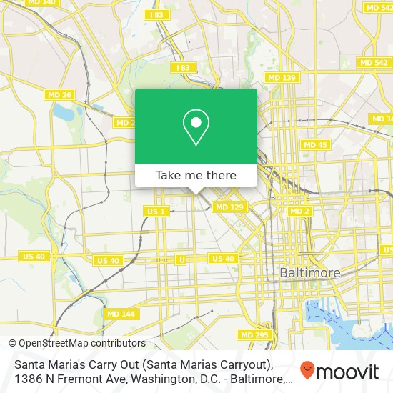 Mapa de Santa Maria's Carry Out (Santa Marias Carryout), 1386 N Fremont Ave