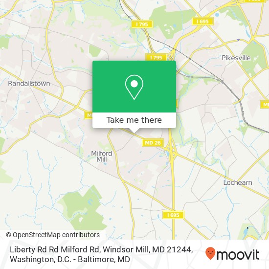 Mapa de Liberty Rd Rd Milford Rd, Windsor Mill, MD 21244