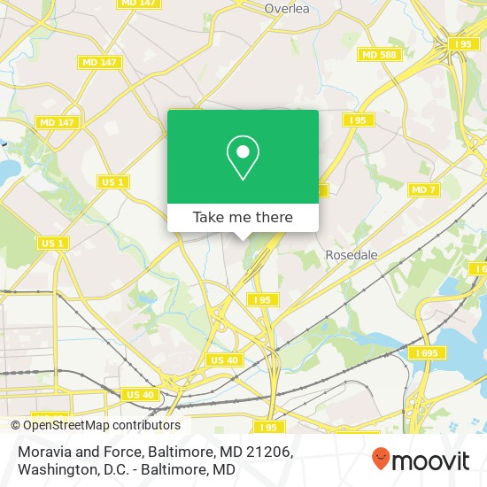 Moravia and Force, Baltimore, MD 21206 map