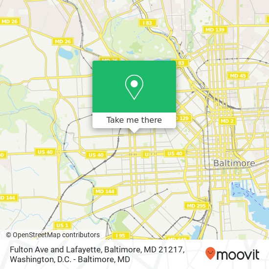 Mapa de Fulton Ave and Lafayette, Baltimore, MD 21217