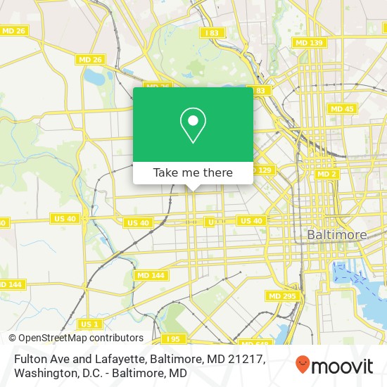 Fulton Ave and Lafayette, Baltimore, MD 21217 map