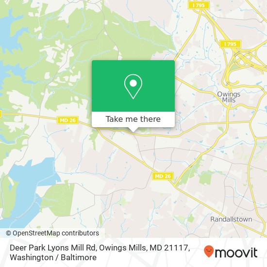 Mapa de Deer Park Lyons Mill Rd, Owings Mills, MD 21117