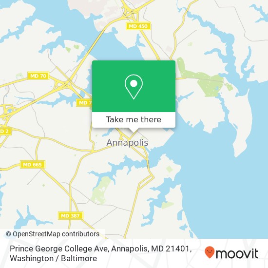Mapa de Prince George College Ave, Annapolis, MD 21401