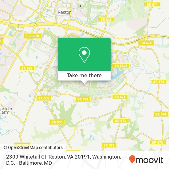 Mapa de 2309 Whitetail Ct, Reston, VA 20191