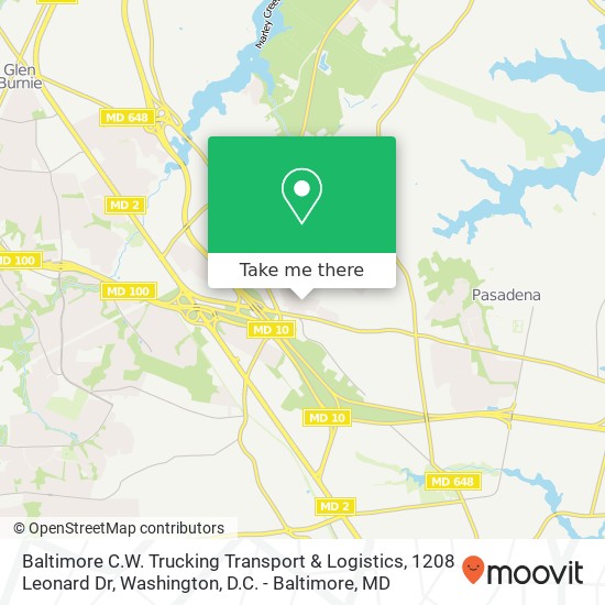 Mapa de Baltimore C.W. Trucking Transport & Logistics, 1208 Leonard Dr