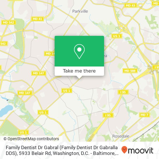 Mapa de Family Dentist Dr Gabral (Family Dentist Dr Gabralla DDS), 5933 Belair Rd