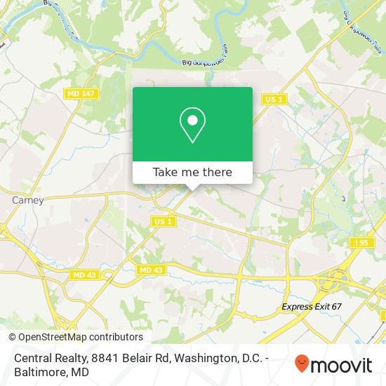 Mapa de Central Realty, 8841 Belair Rd