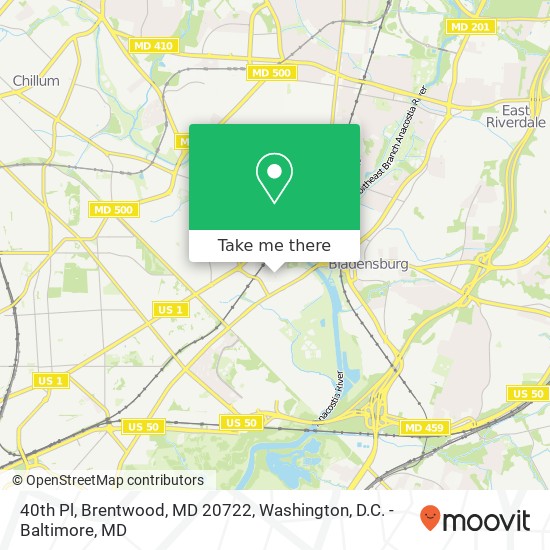 Mapa de 40th Pl, Brentwood, MD 20722