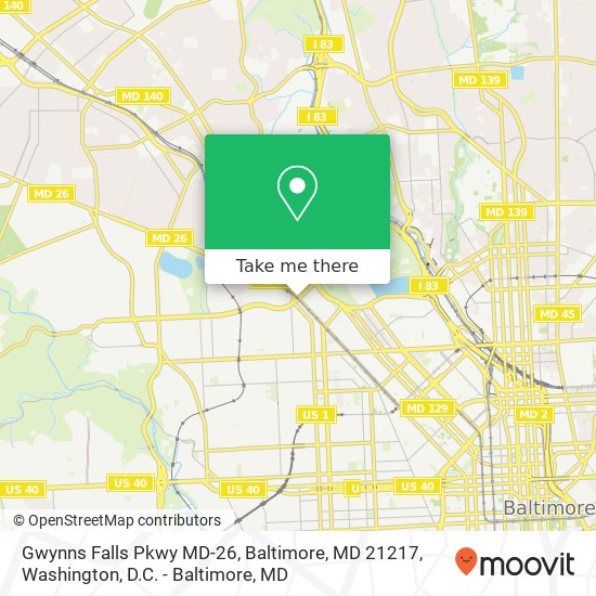 Mapa de Gwynns Falls Pkwy MD-26, Baltimore, MD 21217