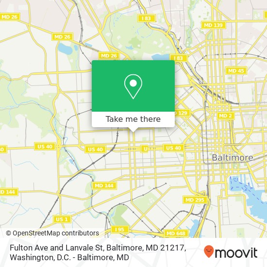 Mapa de Fulton Ave and Lanvale St, Baltimore, MD 21217