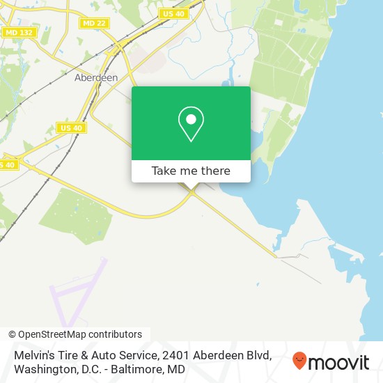 Mapa de Melvin's Tire & Auto Service, 2401 Aberdeen Blvd
