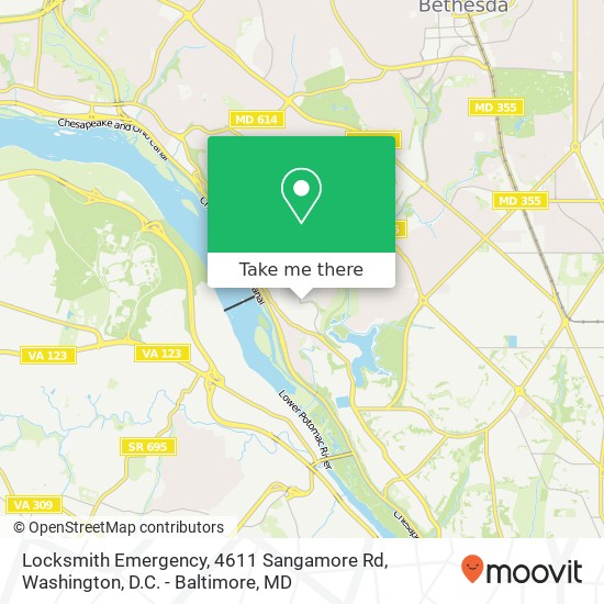 Locksmith Emergency, 4611 Sangamore Rd map