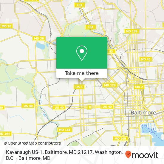 Mapa de Kavanaugh US-1, Baltimore, MD 21217