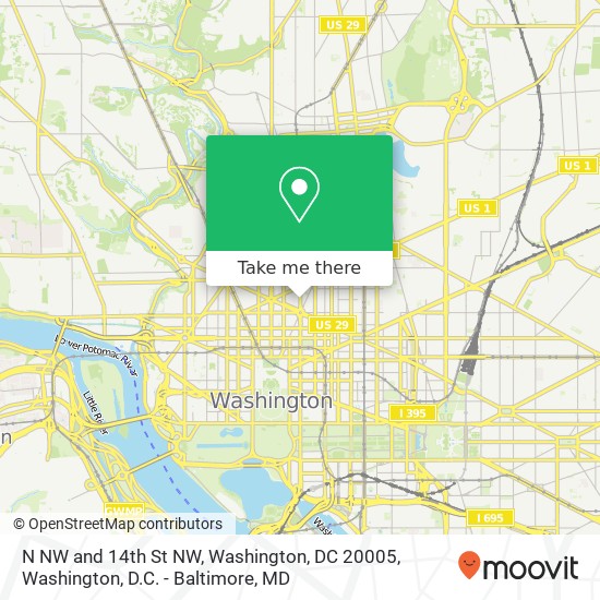 Mapa de N NW and 14th St NW, Washington, DC 20005