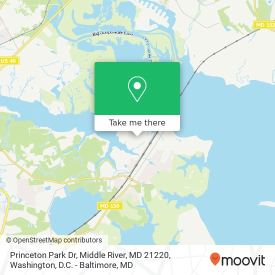 Mapa de Princeton Park Dr, Middle River, MD 21220