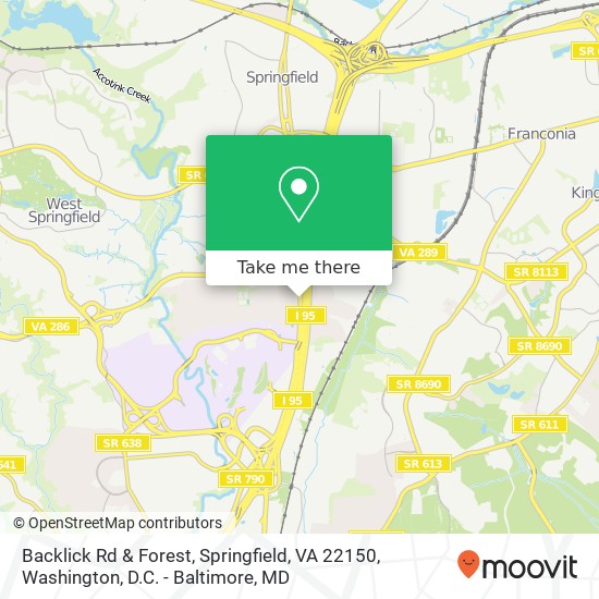 Mapa de Backlick Rd & Forest, Springfield, VA 22150