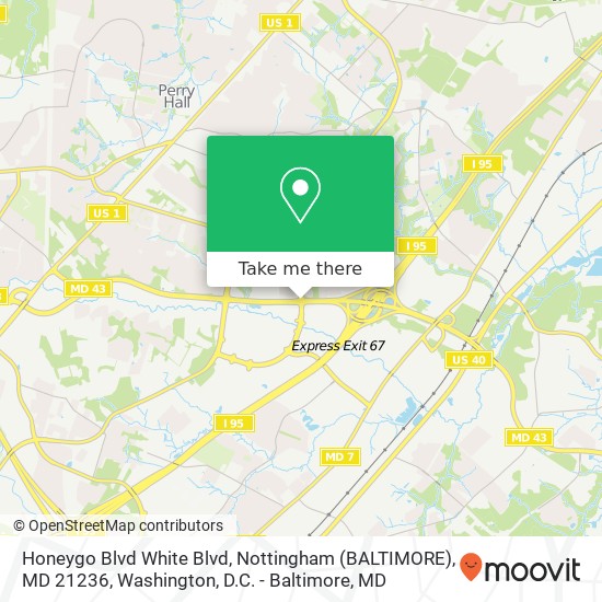 Mapa de Honeygo Blvd White Blvd, Nottingham (BALTIMORE), MD 21236