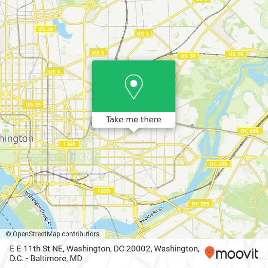 Mapa de E E 11th St NE, Washington, DC 20002