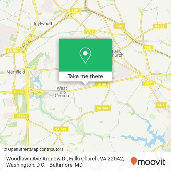 Woodlawn Ave Aronow Dr, Falls Church, VA 22042 map