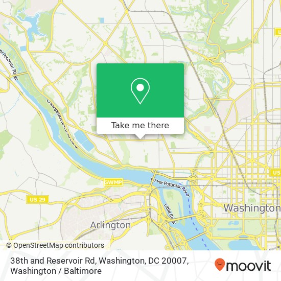 Mapa de 38th and Reservoir Rd, Washington, DC 20007