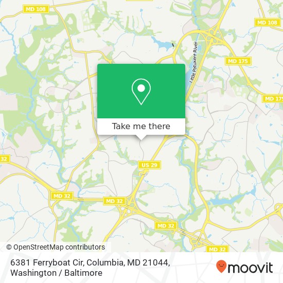 Mapa de 6381 Ferryboat Cir, Columbia, MD 21044