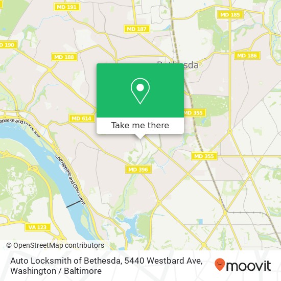 Mapa de Auto Locksmith of Bethesda, 5440 Westbard Ave