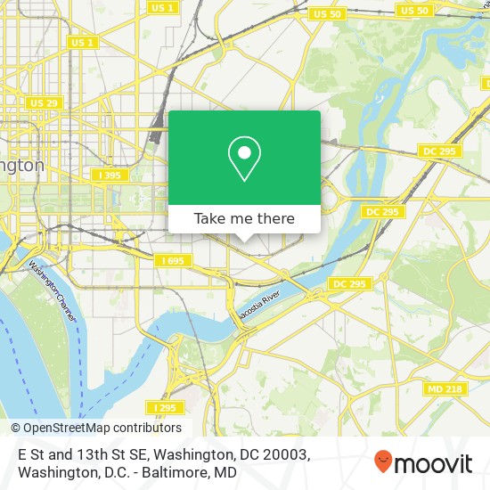 E St and 13th St SE, Washington, DC 20003 map