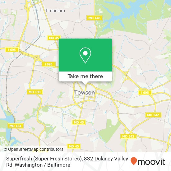 Mapa de Superfresh (Super Fresh Stores), 832 Dulaney Valley Rd