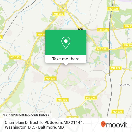 Mapa de Champlain Dr Bastille Pl, Severn, MD 21144