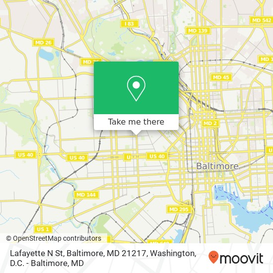 Mapa de Lafayette N St, Baltimore, MD 21217