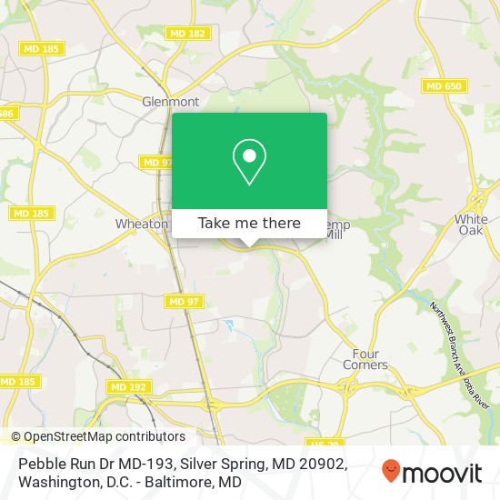 Mapa de Pebble Run Dr MD-193, Silver Spring, MD 20902