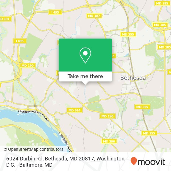 Mapa de 6024 Durbin Rd, Bethesda, MD 20817