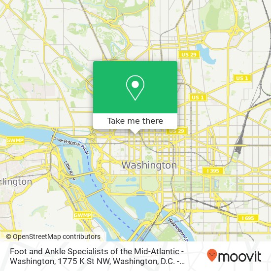 Mapa de Foot and Ankle Specialists of the Mid-Atlantic - Washington, 1775 K St NW