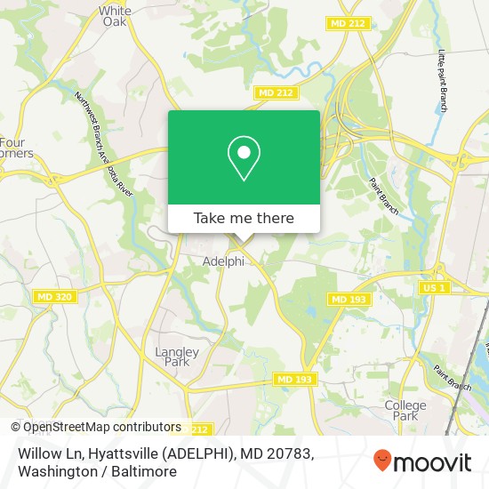 Willow Ln, Hyattsville (ADELPHI), MD 20783 map
