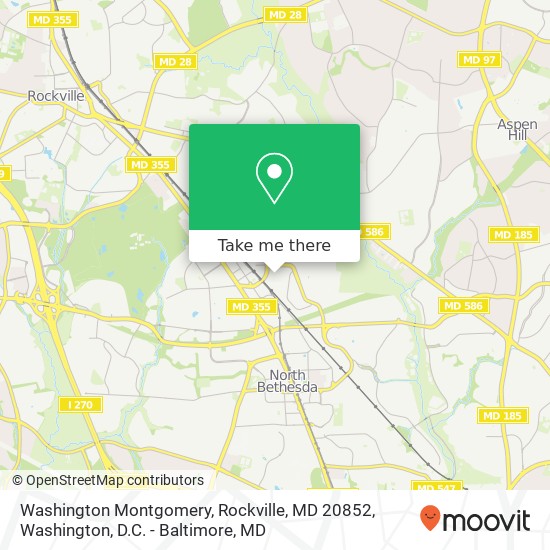 Mapa de Washington Montgomery, Rockville, MD 20852