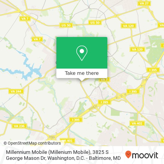 Mapa de Millennium Mobile (Millenium Mobile), 3825 S George Mason Dr