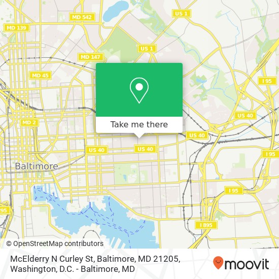 Mapa de McElderry N Curley St, Baltimore, MD 21205