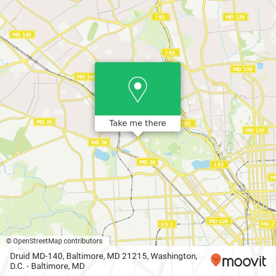 Mapa de Druid MD-140, Baltimore, MD 21215