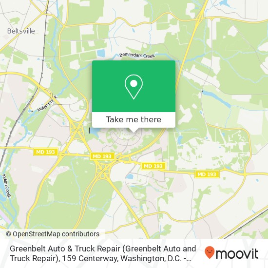 Mapa de Greenbelt Auto & Truck Repair (Greenbelt Auto and Truck Repair), 159 Centerway