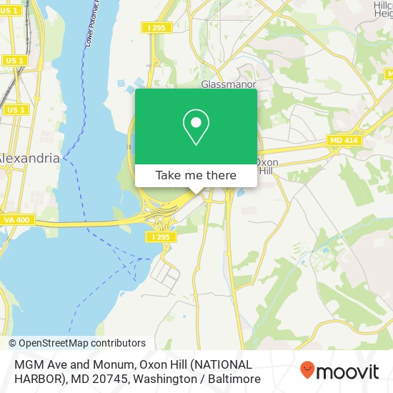 Mapa de MGM Ave and Monum, Oxon Hill (NATIONAL HARBOR), MD 20745