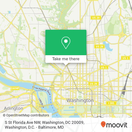 Mapa de S St Florida Ave NW, Washington, DC 20009