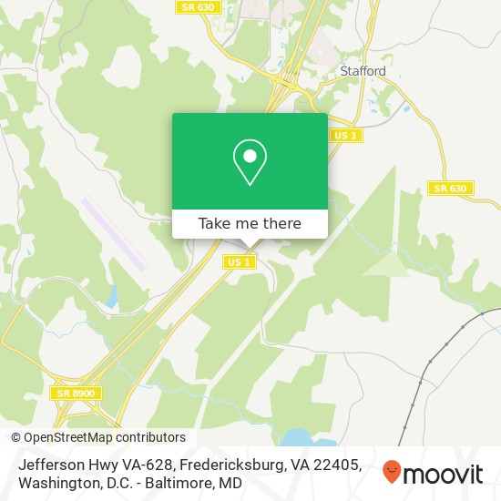 Mapa de Jefferson Hwy VA-628, Fredericksburg, VA 22405