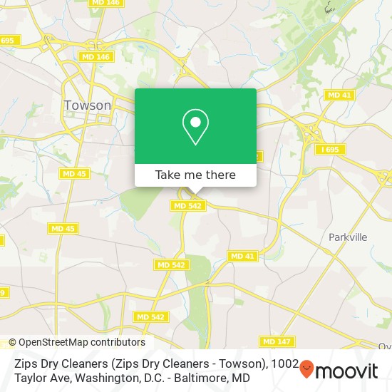 Zips Dry Cleaners (Zips Dry Cleaners - Towson), 1002 Taylor Ave map