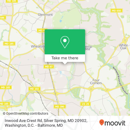 Inwood Ave Crest Rd, Silver Spring, MD 20902 map