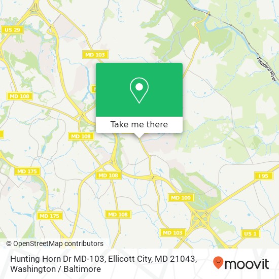 Mapa de Hunting Horn Dr MD-103, Ellicott City, MD 21043