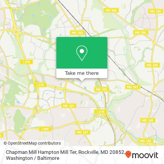 Mapa de Chapman Mill Hampton Mill Ter, Rockville, MD 20852